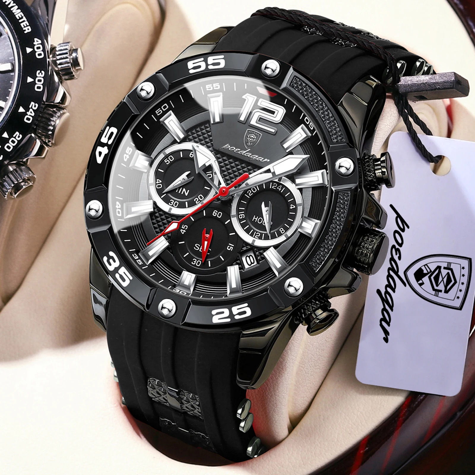 TEMU Youth Fashion Men Clock Luminous Chronograph Date Sports Male Wristwatch Men's Watches Reloj