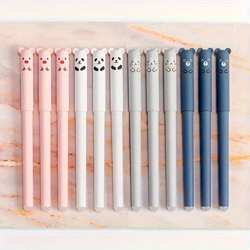 16pcs creative 0 5mm little bear animals erasable gel pens washable handle magic refills rod for office writing stationery supplies Product details 0