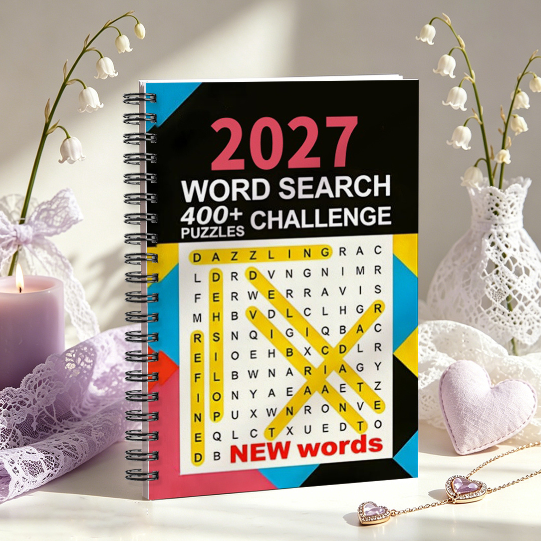 TEMU 1pc A5 Size 2027 Adult Font Search Puzzle Book: 100 Pages Of Relaxing Brain Teasers, Crosswords, And Word Books, Designed For Vocabulary