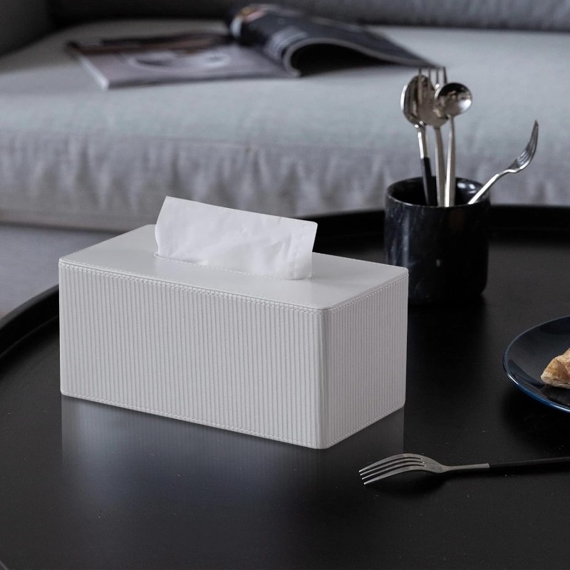 pu leather tissue box cover rectangle with magnetic closure modern tissue box holder for bathroom nightstands livingroom decorative tissue holder for 120   160(2ply) tissue box (white), tissue holder bathroom, decorative tissue box holder, tissue box holder vintage Product details 1