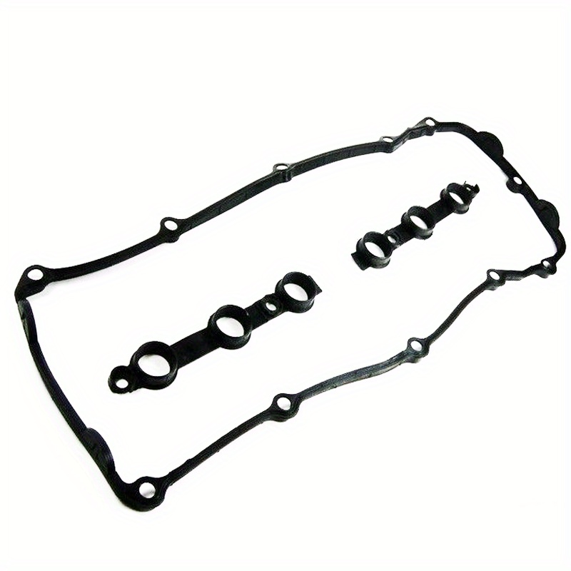 TEMU New Valve Cover Gasket For E46, E39, E60, E61, E65, E66, E83, E53, E36, E85, M54 Engine - Rectangular, Black Rubber With Circular Holes, Engine
