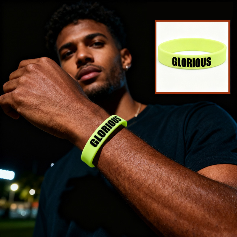 75pc Glow-in-the-Dark Silicone Wristbands, Customisable