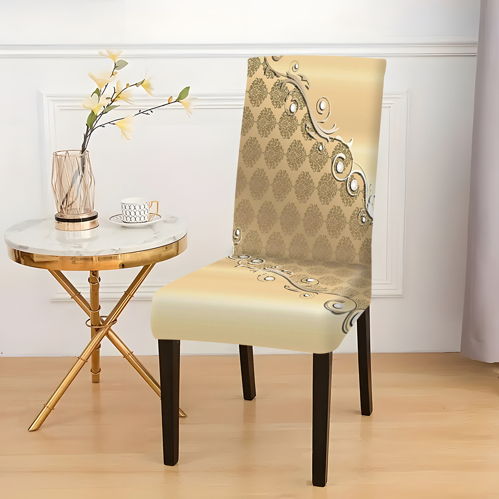 

2/4/6pcs, Luxury Gold Texture Print Pattern, Minimalist High-end Chair Cover Decoration Set, Chair Protection Cover, Chair Decoration Cover, Universal Holiday Decoration Chair Cover