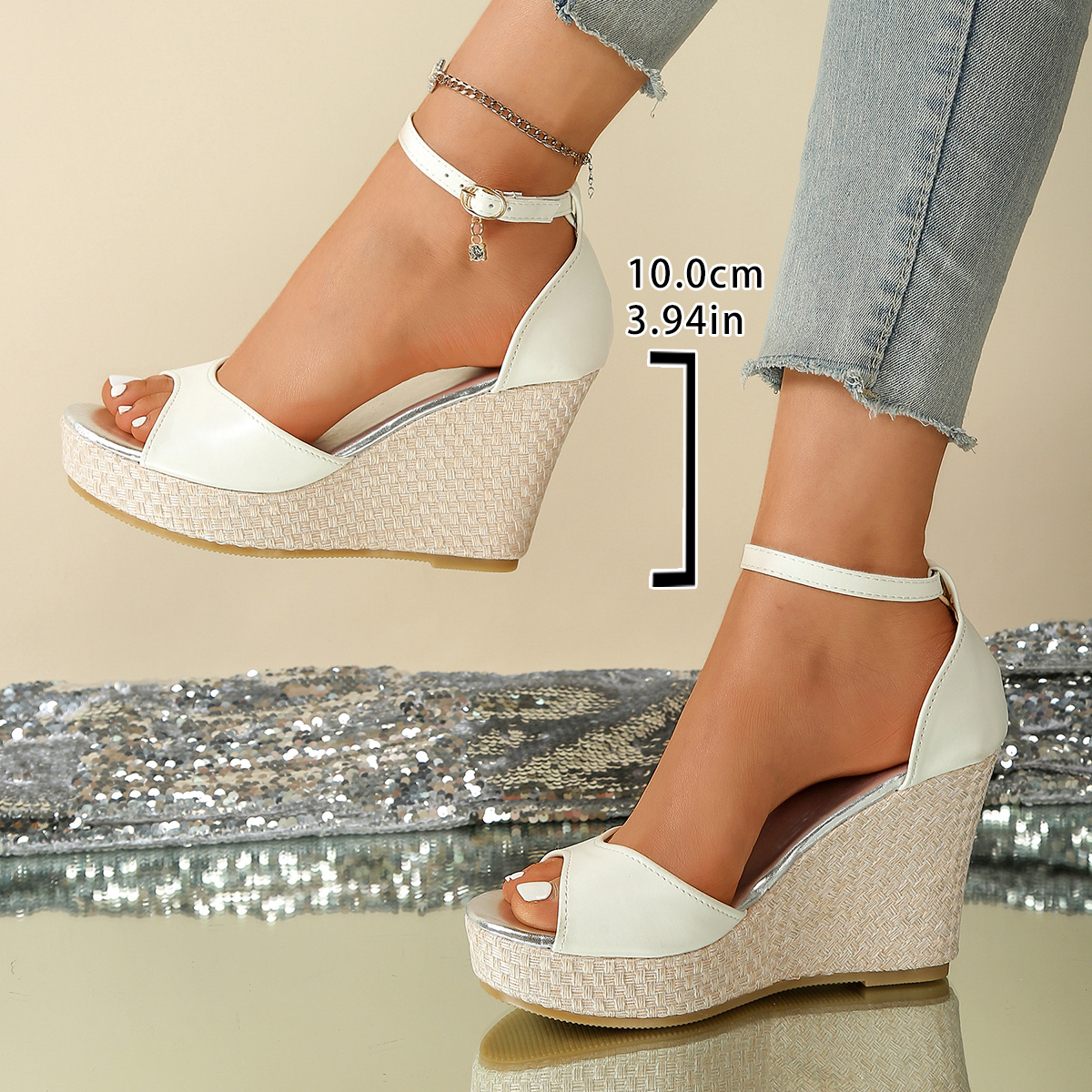 wedge sandals for women thick soled platform   shoes open toe fish mouth one strap high heeled sandals high heels that   with skirts women shoes