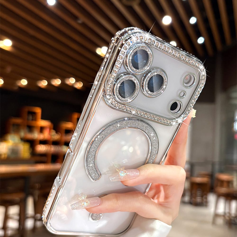 Image of Phone Case - Phone Case: Premium Fashionable Diamond Magnetic Phone Case For Iphone 17 16 15 14 13 Pro Air 16e