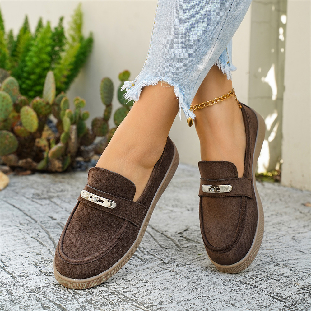 TEMU Fashionable Women's Moccasin Loafers With And Soft , A New Slip-on Low-heel Comfortable Work Shoe. Versatile Rubber Sole Is Slip-resistant And