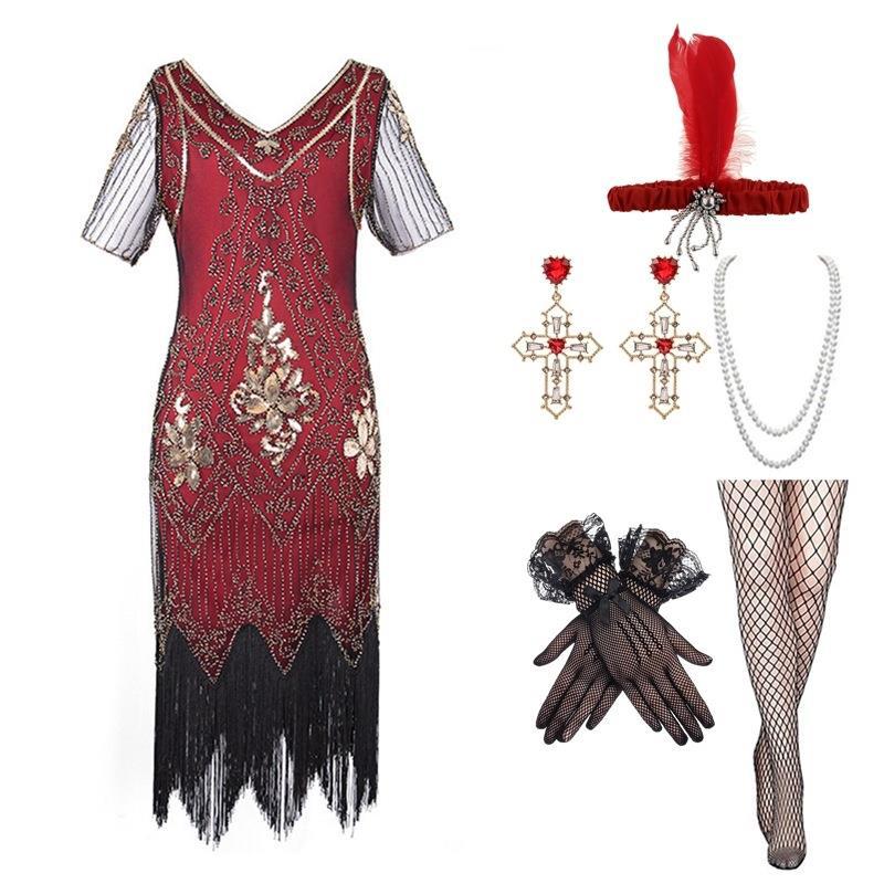 new 1920s   dress suitable for themed parties roaring   costumes weddings   fringed hem long dress for banquets annual meetings historical events elegant retro outfit