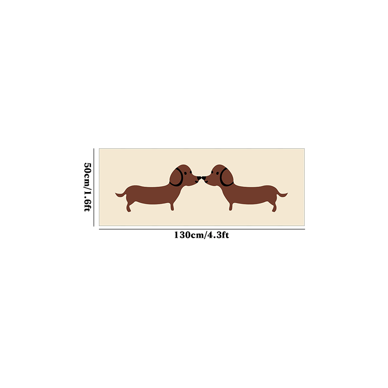 TEMU Thickened 10mm High-quality Faux Cashmere Pointed Sole 1pc Off-white Puppy Print Runner Rug Easy Creative Bedroom Hallway Carpet Decor Bedside