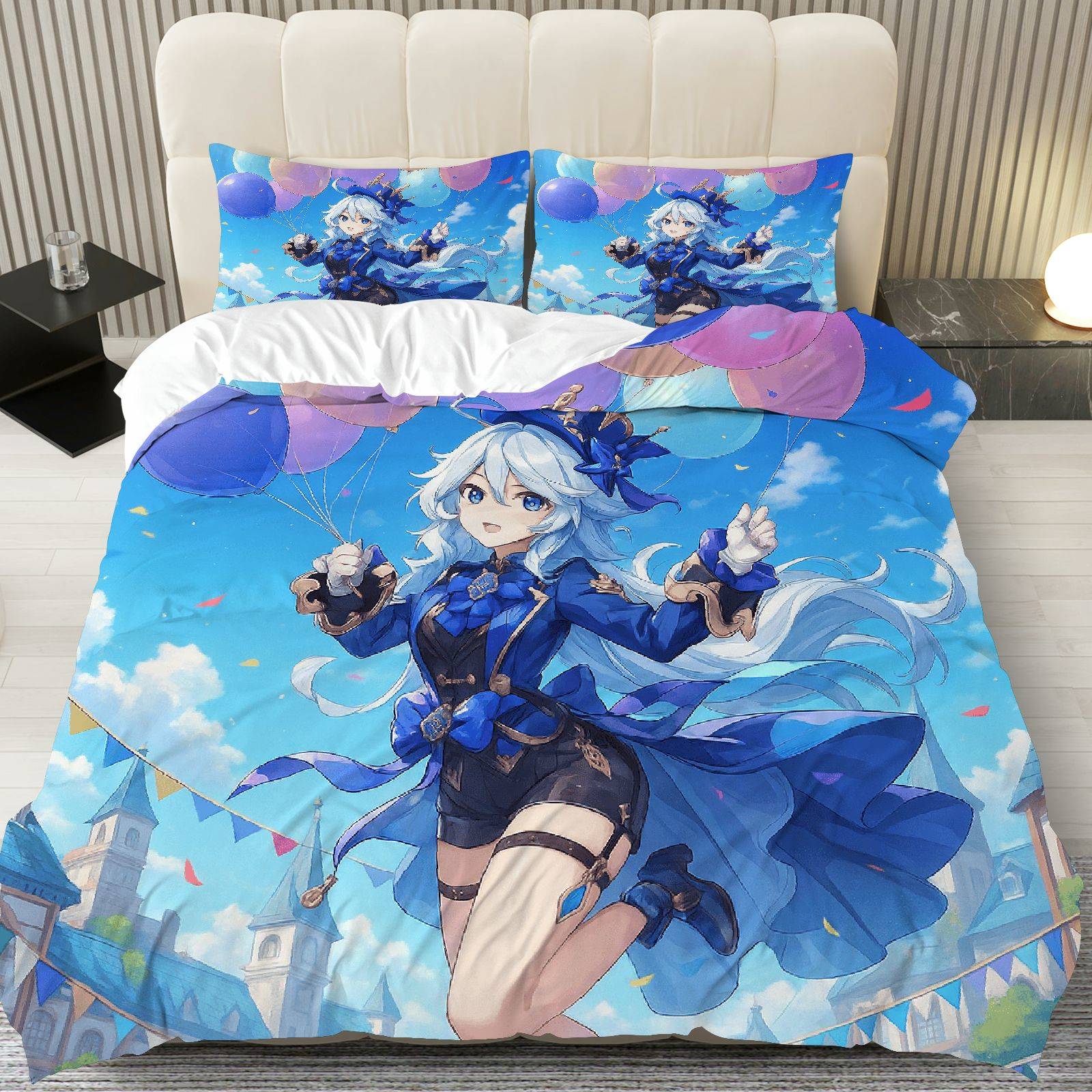 TEMU 3pcs Bedding Including 1 Duvet Cover And 2 Pillowcases (filler Not Included), Featuring A Fantasy And An Adventure Sky Castle Theme, Perfect For