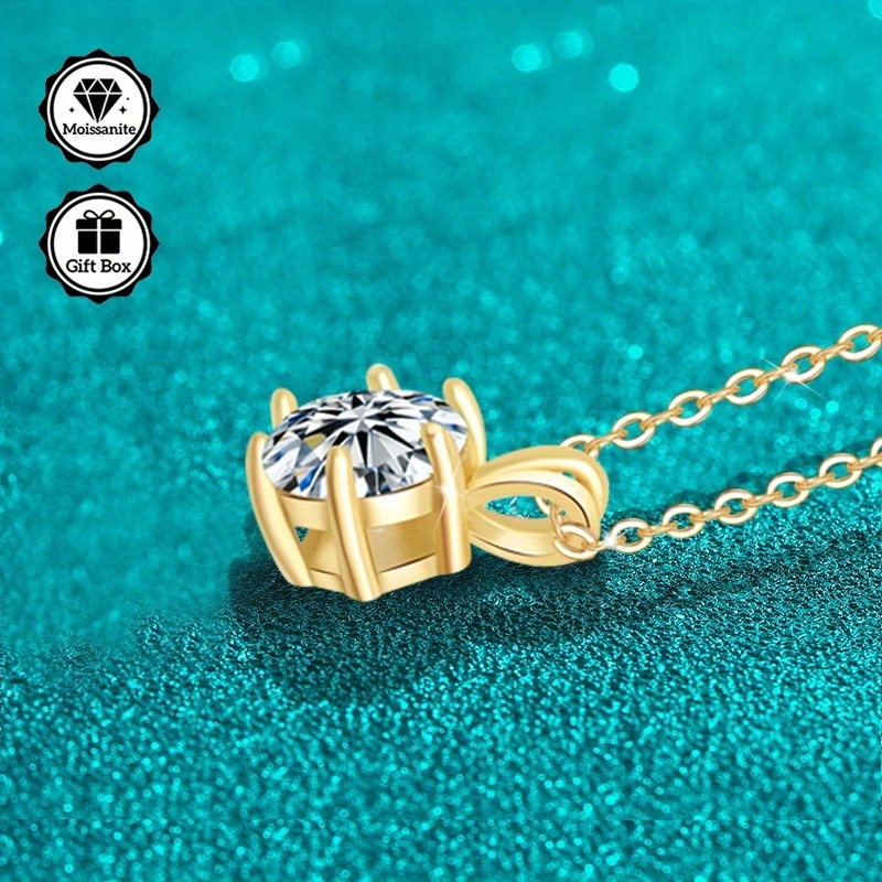 2-Carat Moissanite Pendant Necklace, Adjustable Length