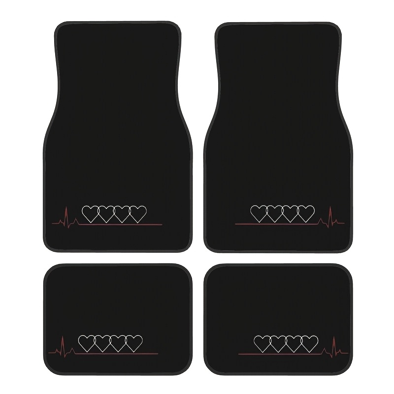 TEMU Ensemble de 4 tapis de sol de voiture avec motif de cœur, un cadeau idéal pour hommes et femmes