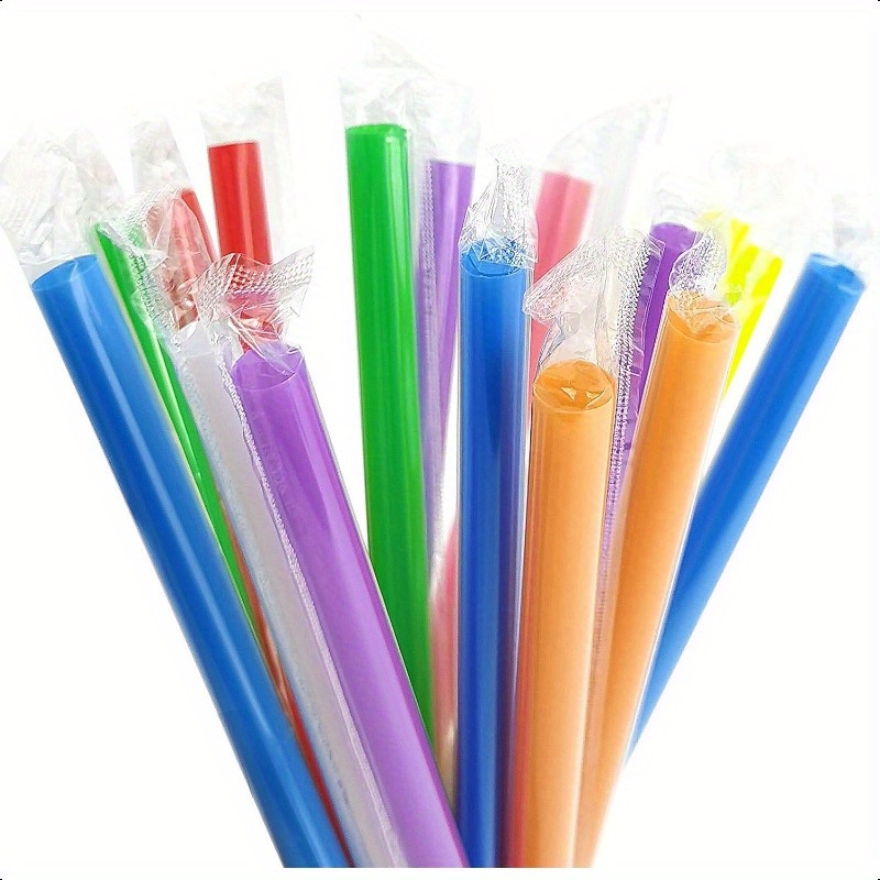 Yoloke 200 Pcs Extra Long Disposable Flexible Drinking Straws, 10.2 Inch Party Colorful Neon Straws