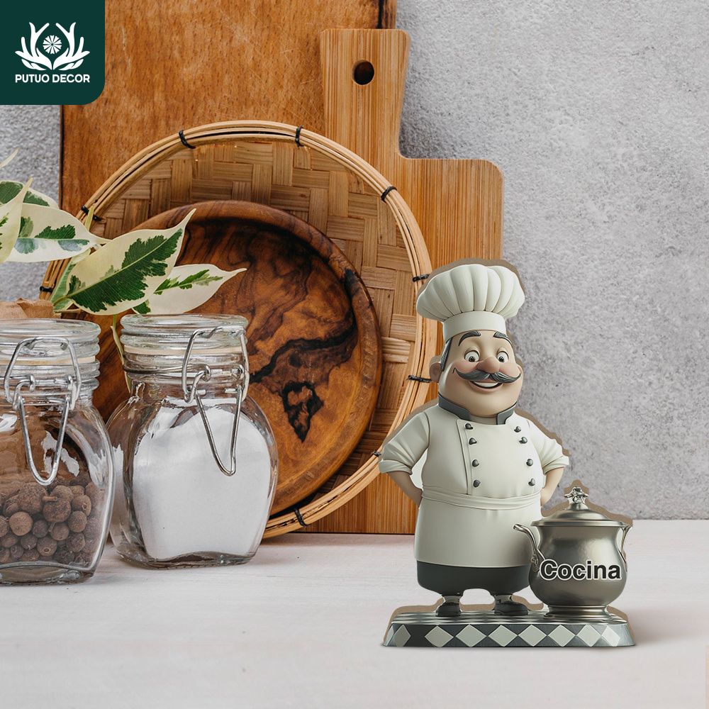 

1pc Putuo Decor Spanish Chef Wooden Table Figurine - "cocina" Themed, Home Farmhouse Kitchen & Decor, Ideal Gift For Cooking Enthusiasts