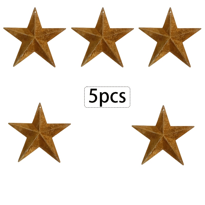Image of 5pcs Rustic Metal Stars - Rust-colored Christmas & Ornaments, -star Decorations For Wreaths, Garlands, Tree Topper (durable Metal Star Decor) Halloween