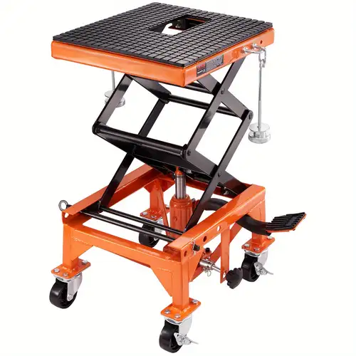 440 LBS Capacity Adjustable Hydraulic Dirt Bike Lift Stand Jack For Motorcycle Hoist | 11.8x12.4 Inch Base
