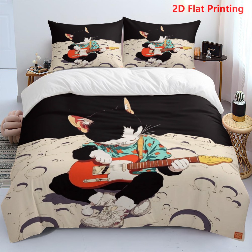 item picture 3pcs   duvet   piece set 1 x duvet cover and 2 x pillowcases comforter not included space theme artistic bedding soft breathable 2d flat print  