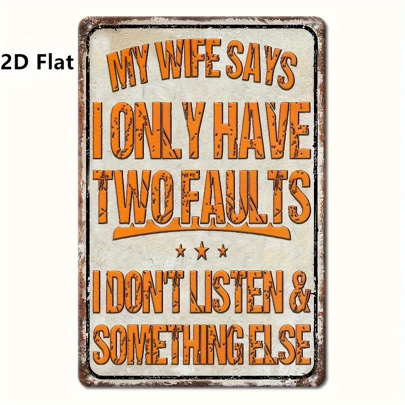 TEMU 2d Flat - 2d Retro Country Wall Wooden Decorative Sign - "my Wife Says I Only Have 2 " - 5.85 Inches X 7.8 Inches Wooden Plaque, Suitable For