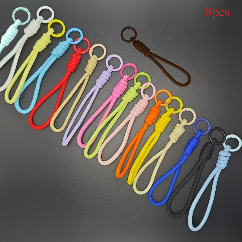 TEMU 8pcs Set Random Color Woven Phone Lanyard Keychain - Soft Detachable Anti-lost Lanyard, Durable Woven Design, Used For Jewelry Style Phone