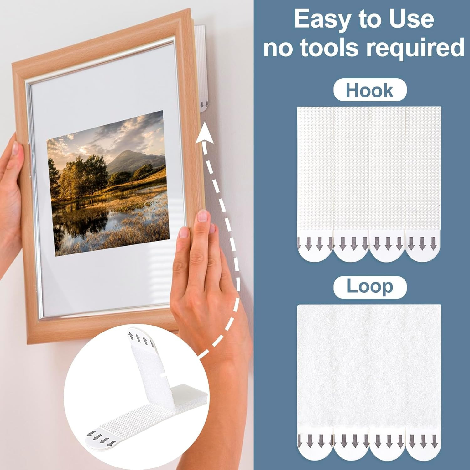 

12 Pairs Adhesive Picture Hanging Strips, No-drill Wall Mount Frames, Magic Tape Hooks For Frames, Seamless Wall Fixing, , No Tools Required, Hanging Solution