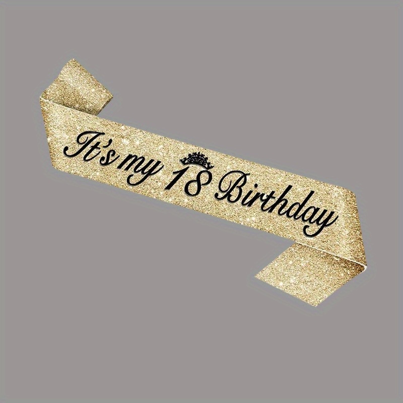 Image of 1pc My 18th Birthday Belt In Golden With Black Letters, A Happy 18th Birthday Belt For Party Gifts And Decorations For , Party Photo Booth Props (gold-black)