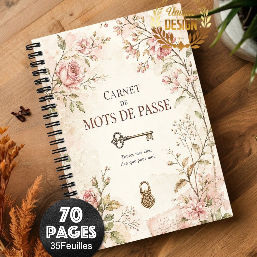 TEMU Carnet à spirale 1 pièce pour de passe français amusants, journal de bord pour Internet et ordinateur, conservateur de de passe pour enregistrer
