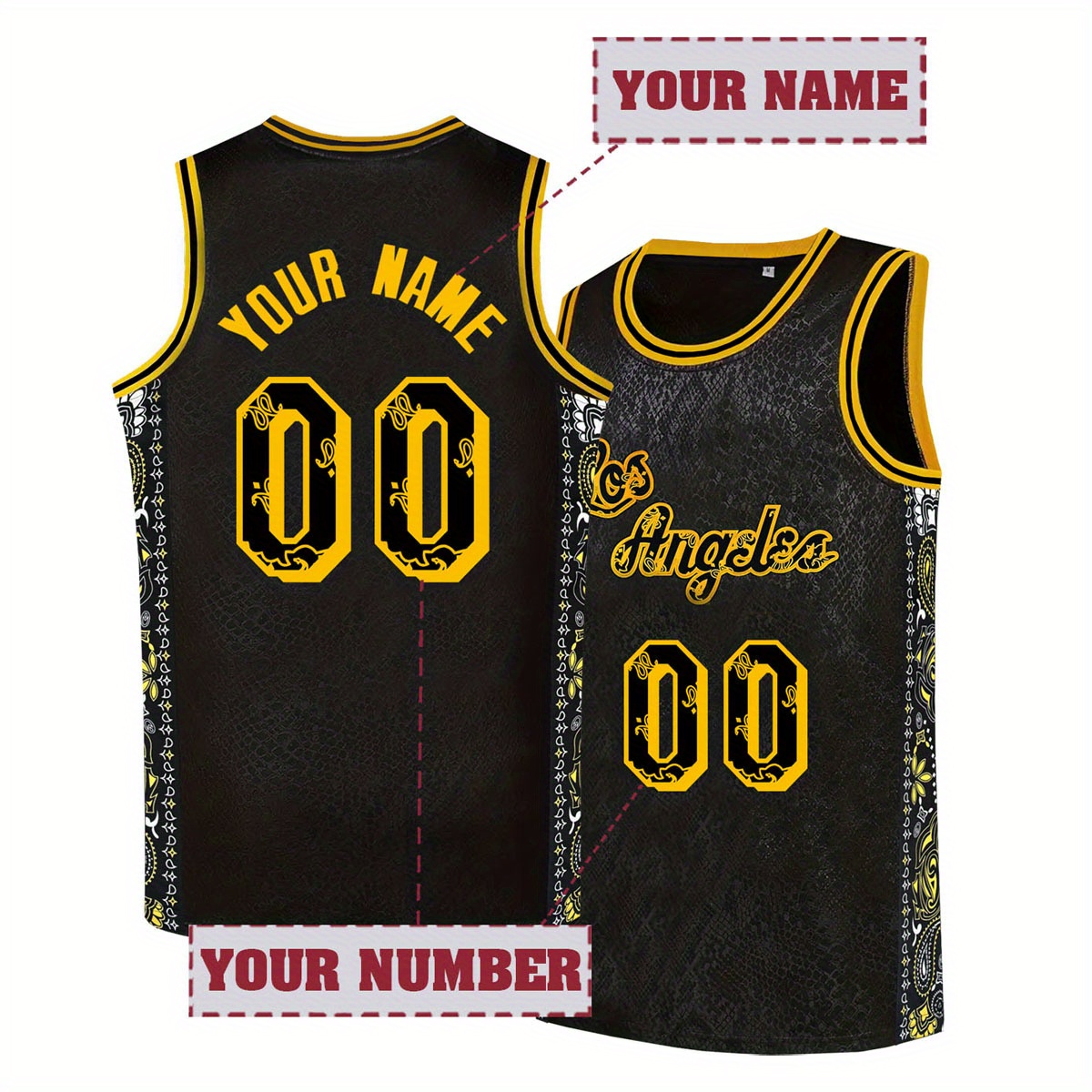 

1pc Customizable Men's Basketball Jersey - Embroidered Name & Number, Breathable Polyester, Crew Neck, Sleeveless, Loose Fit, Sports Top For Training & Casual Wear