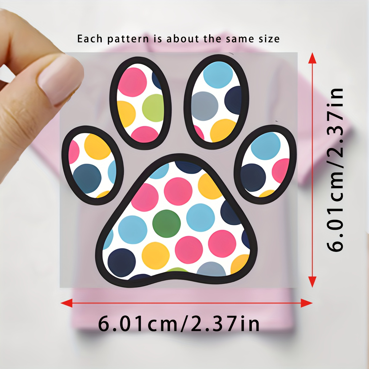 TEMU 9pcs Autocollants de Transfert Thermique de Patte Cartoon, Adaptés pour T-Shirts DIY, Jeans, Masques, Sacs à Dos - Fournitures en Polyester et
