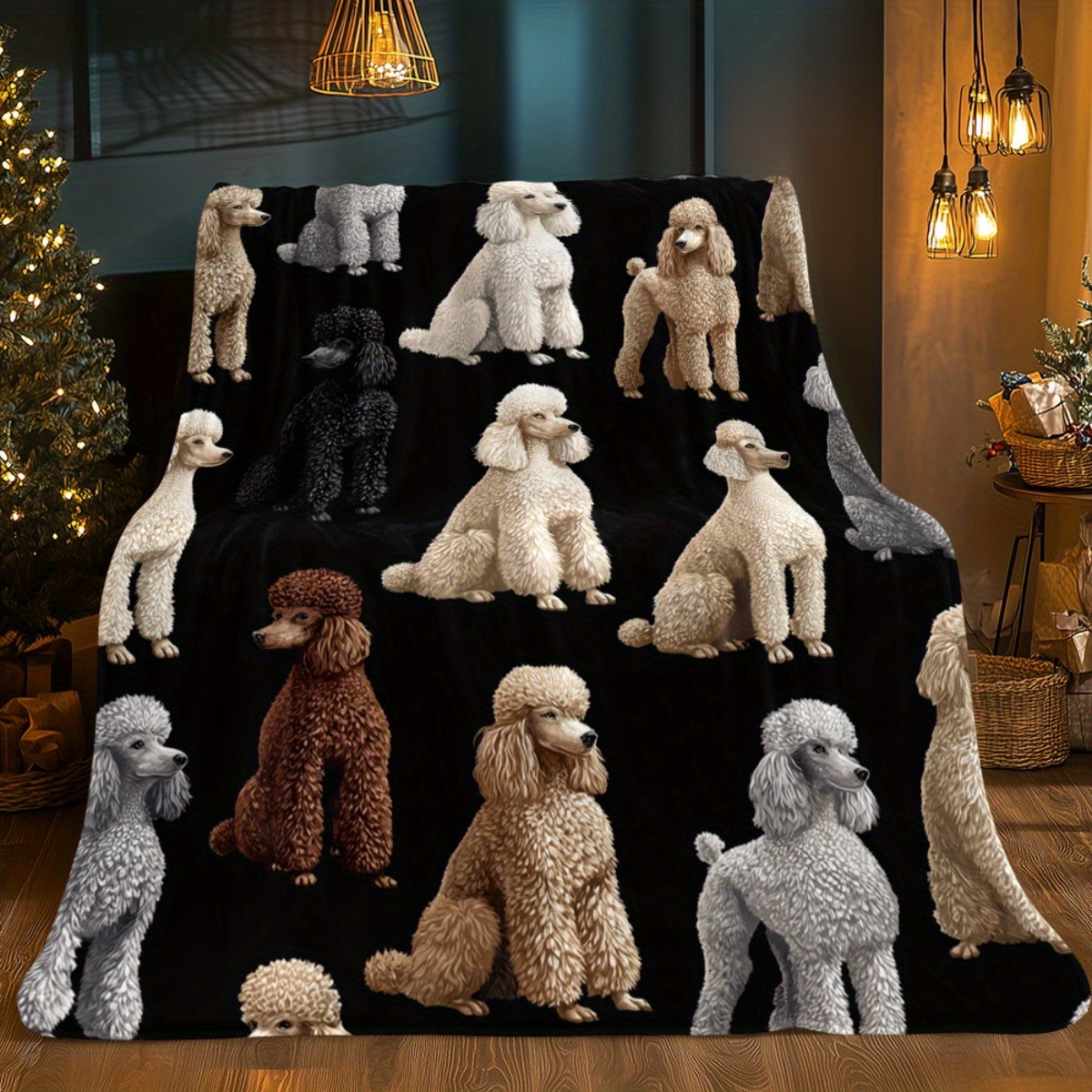 TEMU 1pc A Poodle Design That Used For Sofas, Bedrooms, Living Rooms, Beds, Couches, And Chairs. And Cozy Blanket Of Lightweight Flannel, Making It A