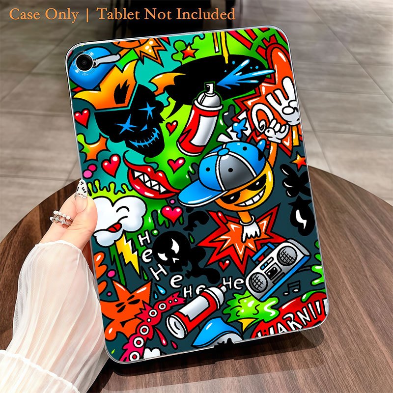 TEMU Graffiti Cartoon Element Printed Design Suitable For Stylish Protective Soft Shell For Tablets, Compatible With For Galaxy Tab A9+/a9/a8/a7/s6
