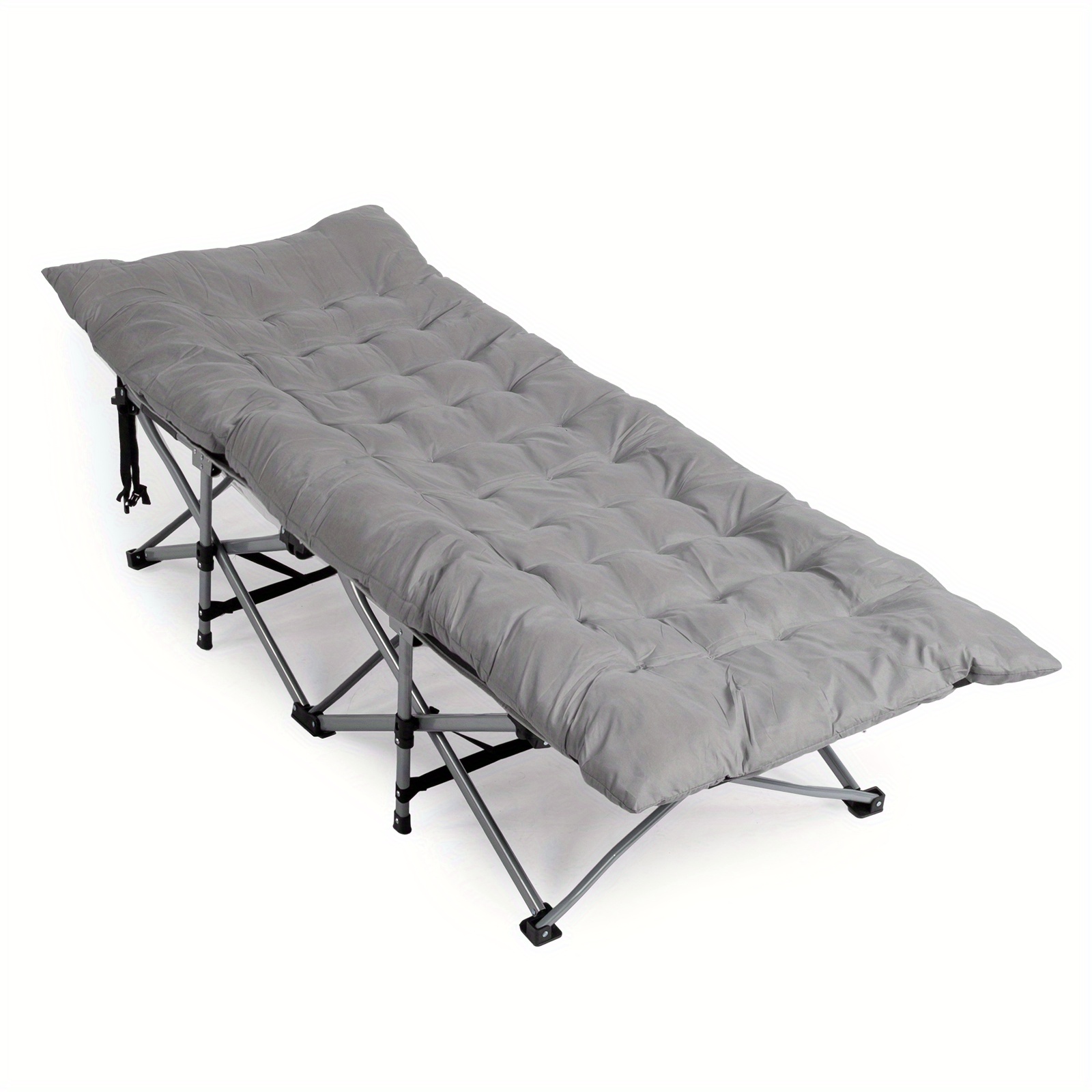 75*28*15in Outdoor Cot Iron Pipe Oxford Cloth Folding Head Load Capacity 150kg Grey/ Black 2 Colours