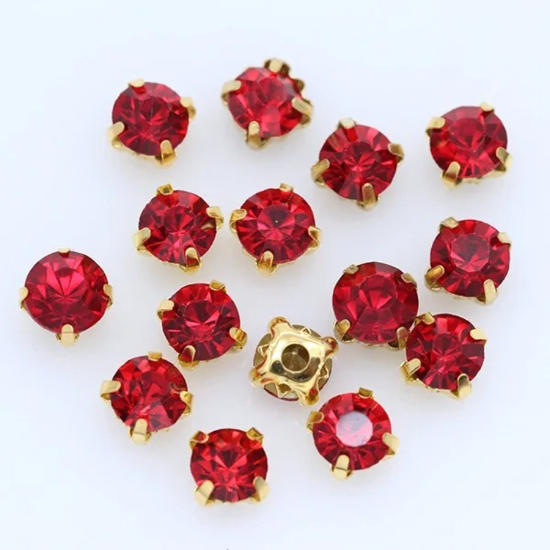 TEMU 60 pezzi di strass da cucire in vetro AB e lucido da 0,6 cm/0,24 pollici per abiti da sposa, vestiti, borsette, decorazioni per cucito a griffe