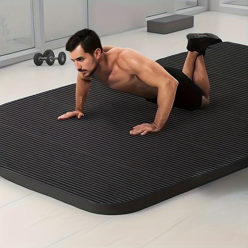Extended Non-Slip Yoga Mat – Extra-Large Sports Mat with Anti-Slip Surface, Heavy-Duty Fitness Mat for Home Gym, Yoga, Pilates, Dance – Cushioning Grip, Joint Protection, Unisex – Matte Black Fitness Floor Mat, Yoga Mat, Pilates Equipment