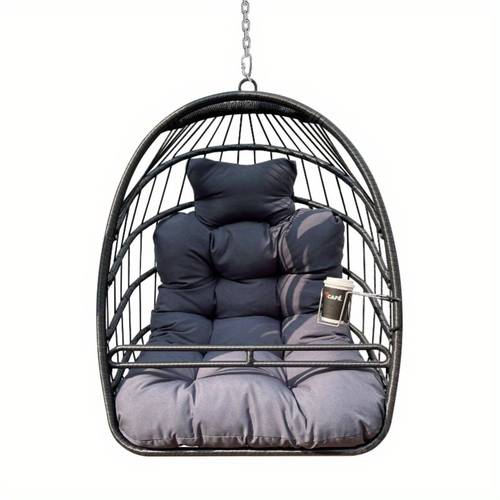 indoor outdoor swing hammock egg basket chair without stand uv resistant cushion foldable frame 350lbs capacity ceiling hanging chair for patio porch backyard balcony