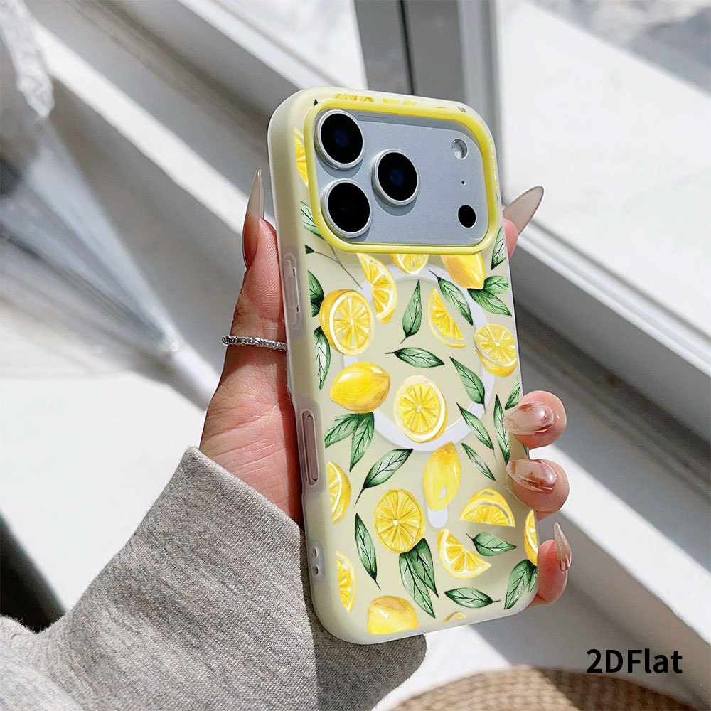 TEMU Phone Case: 2dflat Lemon Leaves Watercolor Phone Case For Iphone 17 Pro Max/16 Pro/15/ 14 Plus Creative Painted 13 Premium Protective Case For