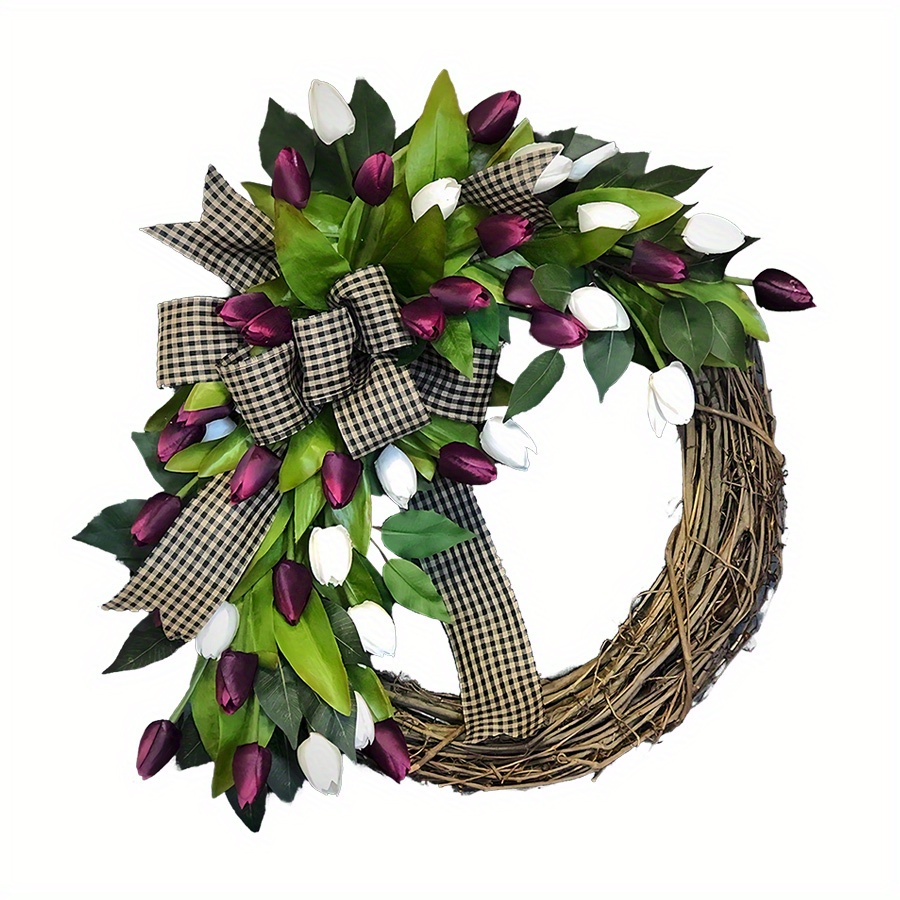 TEMU Front Door Wreaths, 14in Decor Wreaths Sunflower Daisy Spring Handmade Flower Outdoor Wreaths Greenery Wreaths Boxwood Green Wreaths