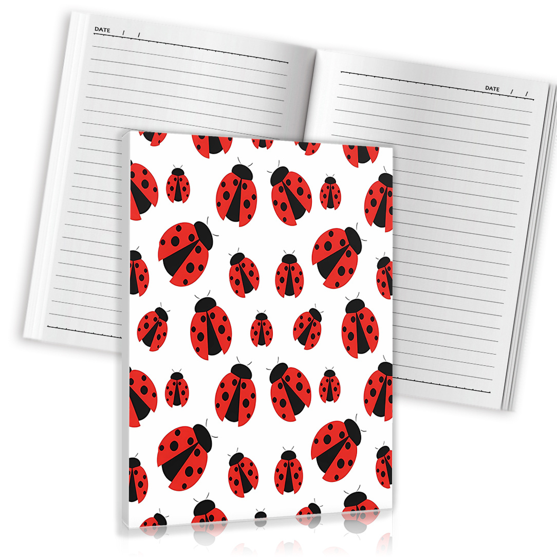 TEMU 1 Ladybug Dense Layout Theme Notebook - Features A With A Background And Red And Black Ladybug Dots. Suitable For Recording Natural Inspiration,