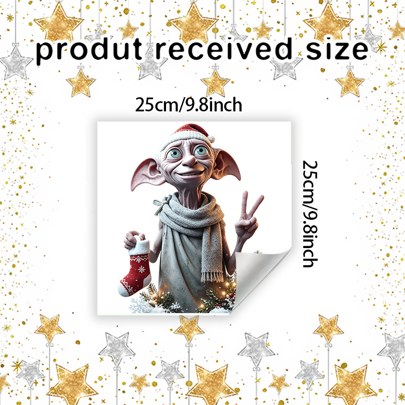 TEMU 1 , Adhesivo navideño para ventanas con temática de Dobby, para decorar ventanas, decoración del hogar, artículos para fiestas temáticas