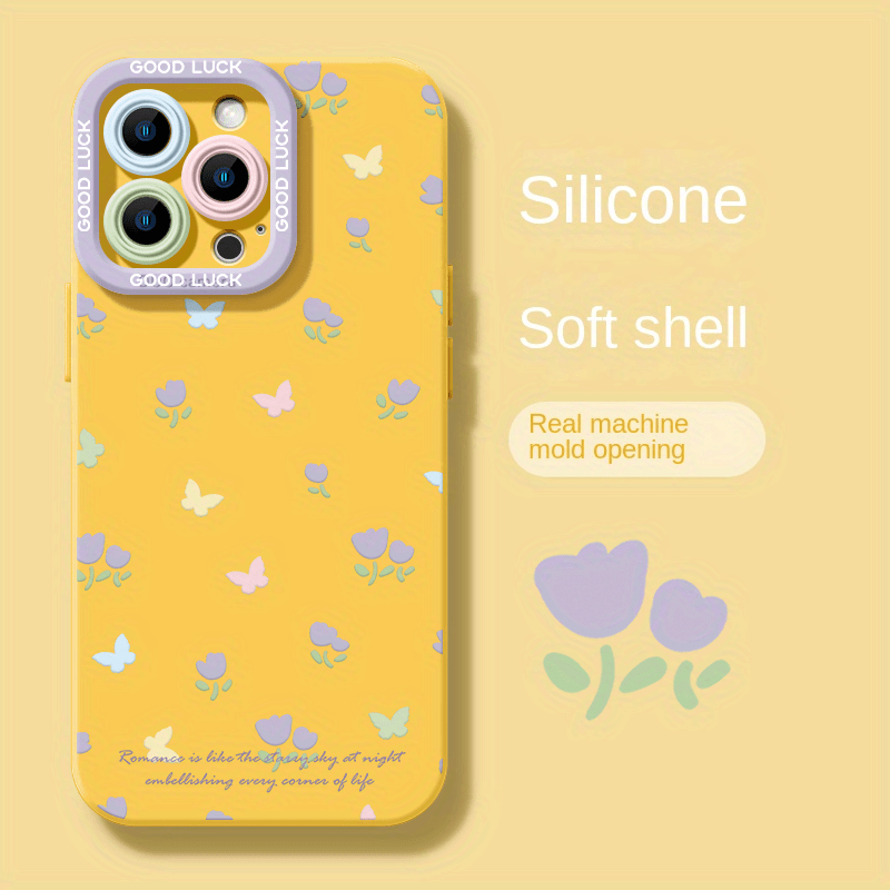 TEMU Phone Case - Creative Full Screen Tulip Beautiful Couple Mobile Phone Case, Suitable For Iphone 16pro Max 15pro/14pro/ 13pro/12pro/12 Phone Case