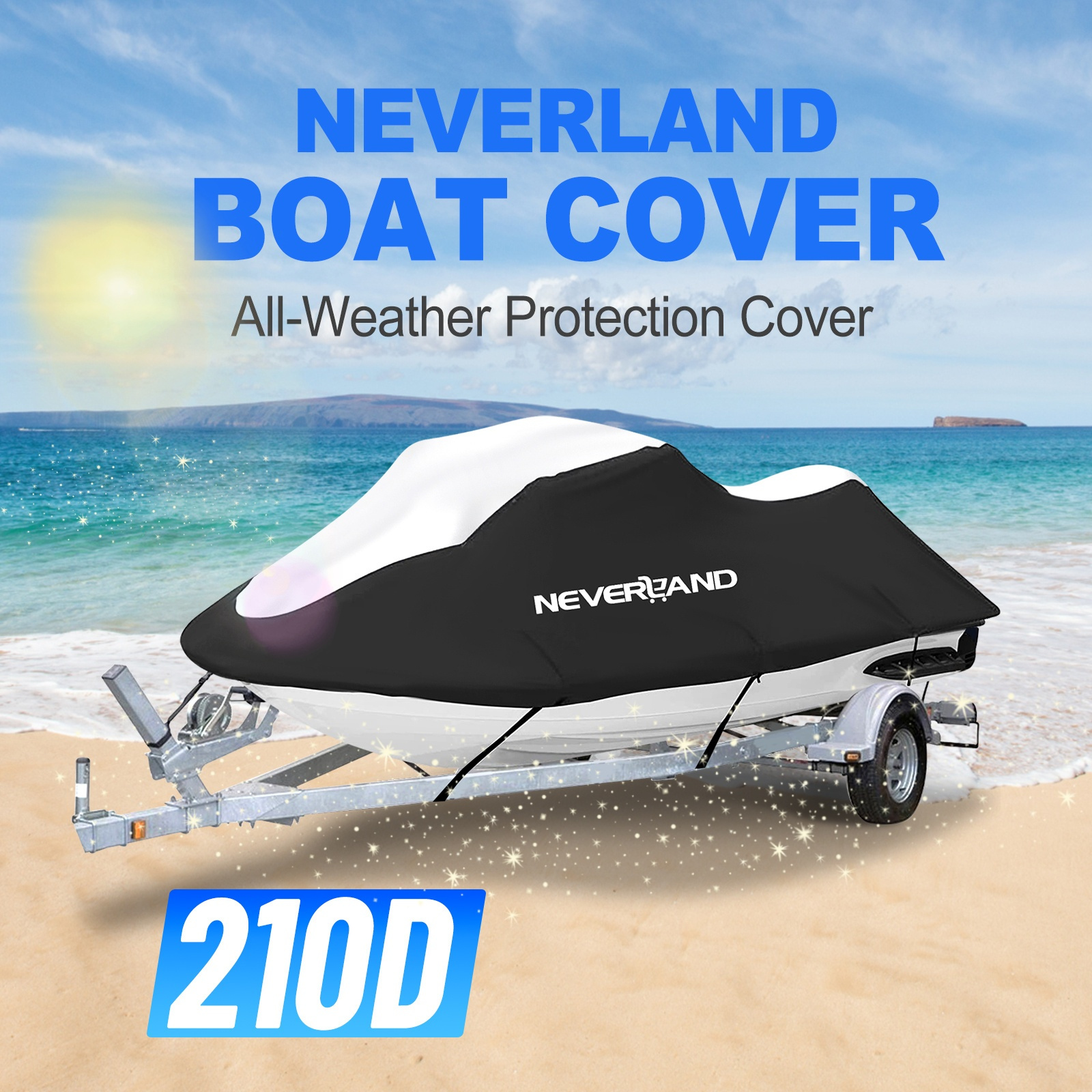 Neverland 1pc Heavy-duty 210d Boat Cover - Weather-resistant Use, With Secure Straps & Buckles, Fits Most Boats, Boat Cover For Yacht, Outdoor Storage Solution, Suitable For Lengths Of 120-135"