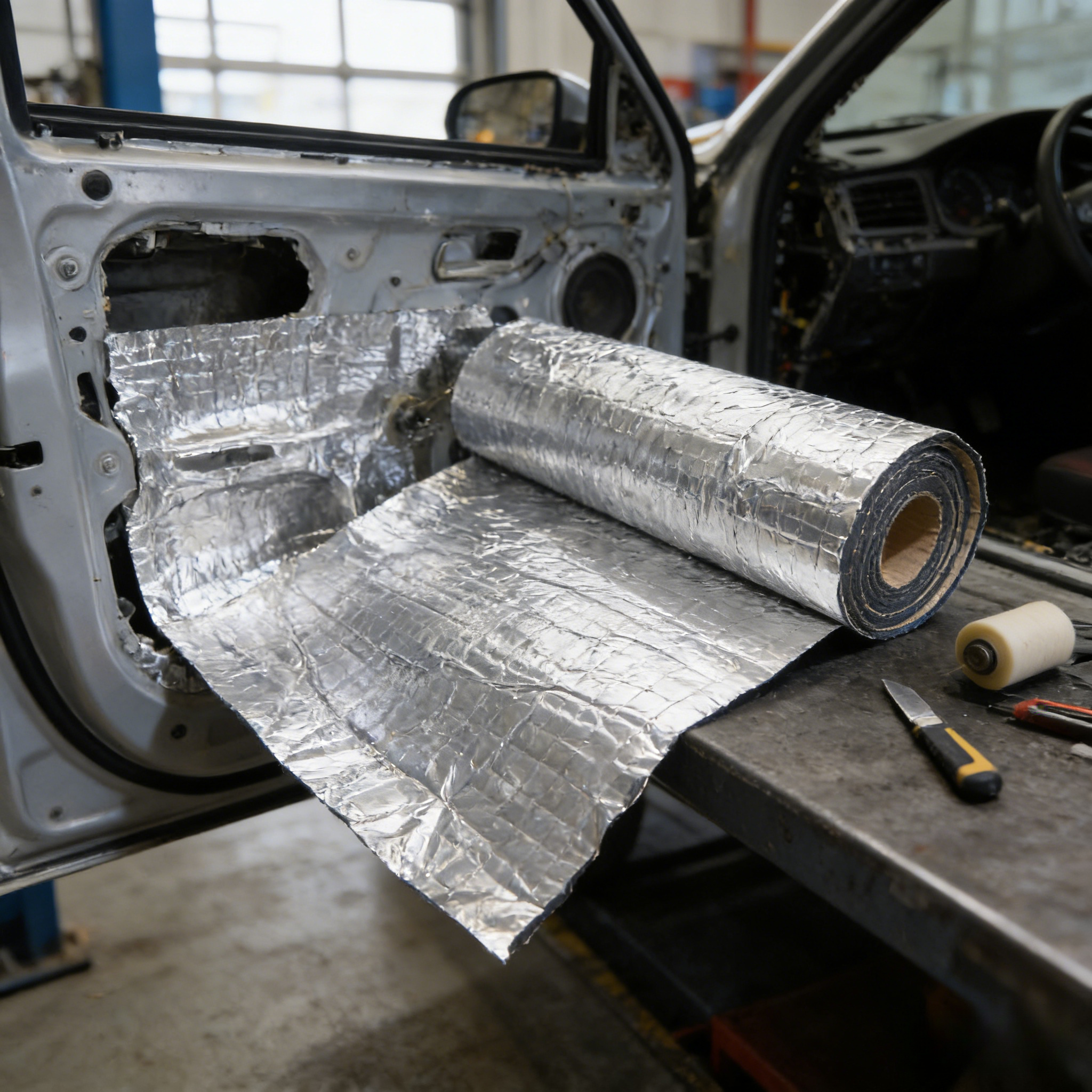 1 Roll Automotive Soundproofing Mat, 200cm X 50cm X 1cm Self-adhesive Closed-cell Foam, Car Sound Deadening Insulation Material For Vibration And Noise Reduction In Vehicles, Van, Truck