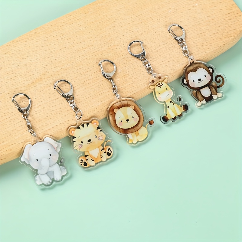 TEMU 5pcs Jungle Animal Keychain Set, Animal-themed Party Decorations, Birthday Party Supplies, Hanging Bag Ornaments, Event Party Guest Gifts, Wild