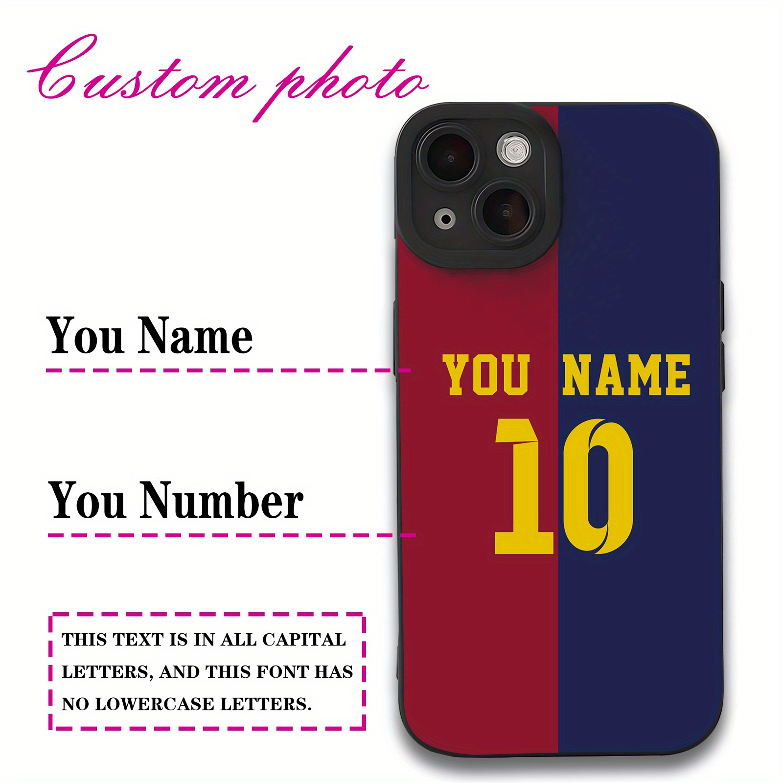 TEMU Phone Case - Customized Names, Numbers And Team Name Pattern Uv Printing Phone Cover Angel Eyes Phone Case Matt Phone Shell 360 Degree Full