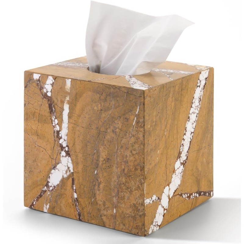 natural marble tissue box holder - elegant marble bathroom organizer dispenser with   lid, marble countertop decor in brown/beige/white/gray/black/, for living room, kitchen, bedroom, bathroom - ns034,  , vanity decoration, tissue box holder, facial tissue holder, tissue box cover Product details 0