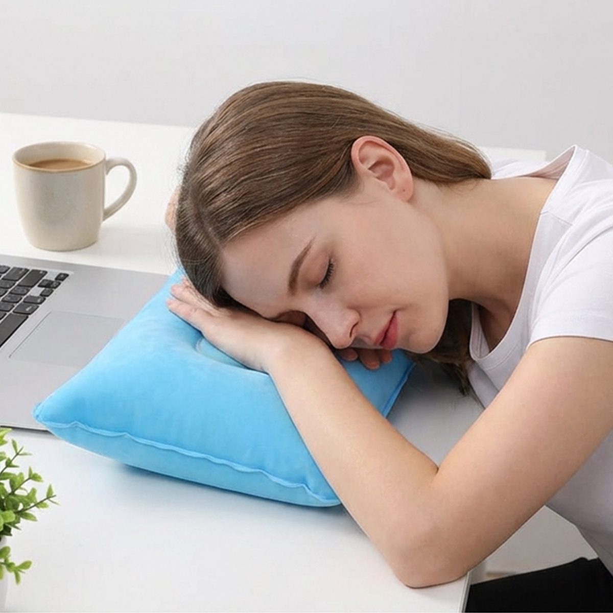 item picture 2pcs Set of Inflatable Travel Pillows, Portable Ultra-Light Inflatable Camping Pillows, with Neck And Lumbar Support, Washable Inflatable Pillows, Suitable for Airplanes, Cars, Office Naps, Hiking, Backpacking, Multifunctional Travel Pillows