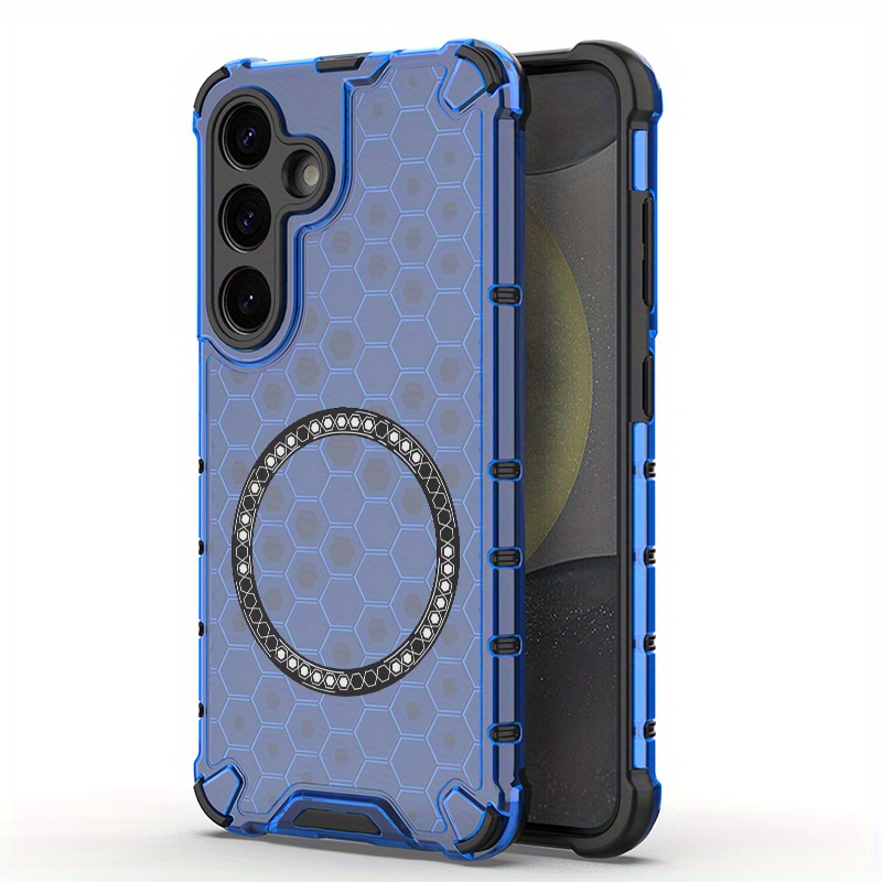 TEMU Phone Case: New Minimalist Tech Honeycomb Magnetic Anti-drop Phone Case, Suitable For Galaxy 24 25 A26 A36 A56 A35 A55