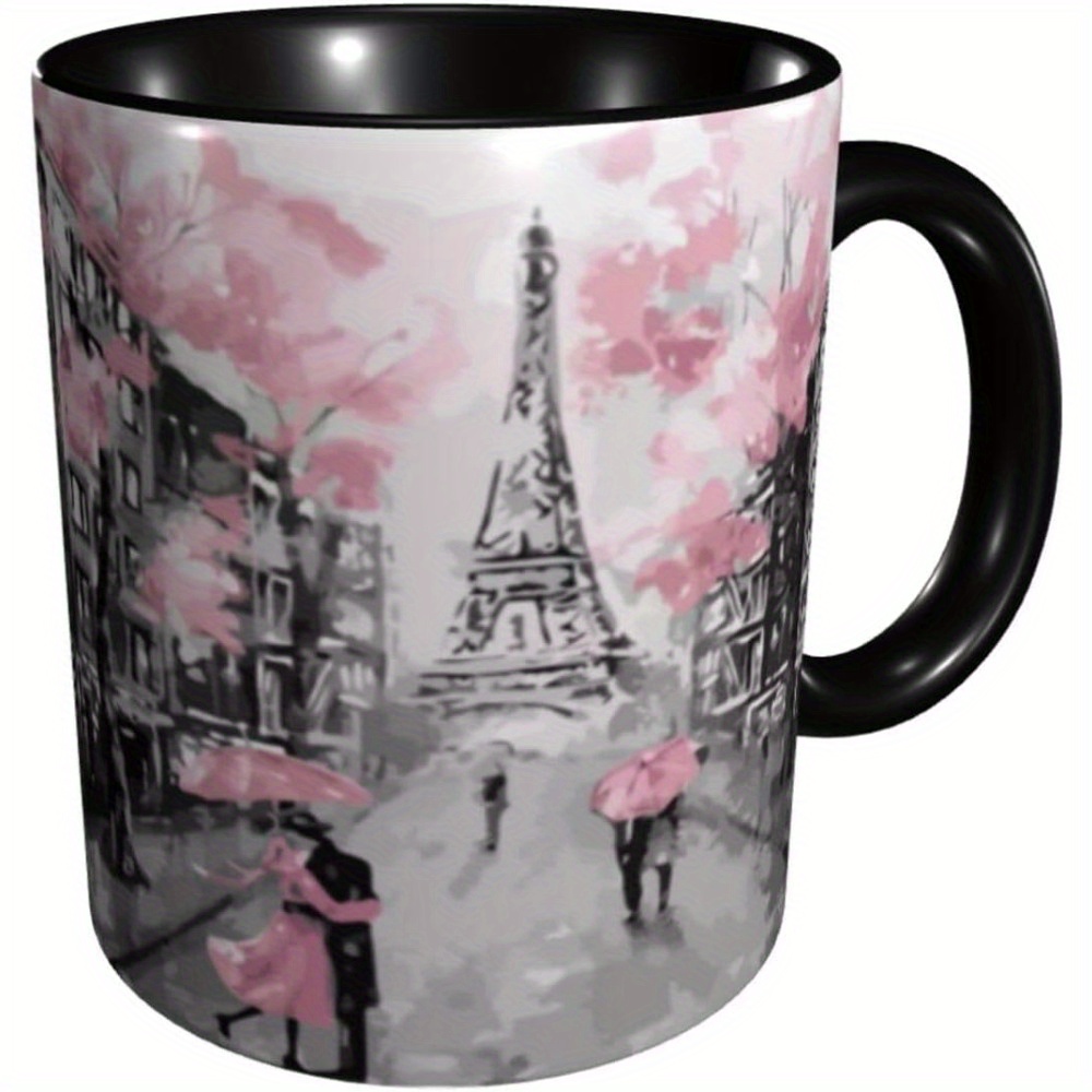 

Paris Street Coffee Mug 11oz Ceramic For Women Men Birthday Christmas Gifts Office Home Microwave Funny Novelty ( And White Mug Are Sent )