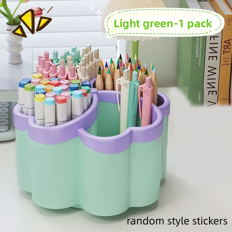 [organizador de maquilhagem  ] caixa de arrumação de secretária   360° com design de 4 níveis - material plástico pp durável,   de  , 3 cores disponíveis (verde  ) - adequado para escritório, escola, casa, secretária - caixa de arrumação portátil com tampa, para canetas