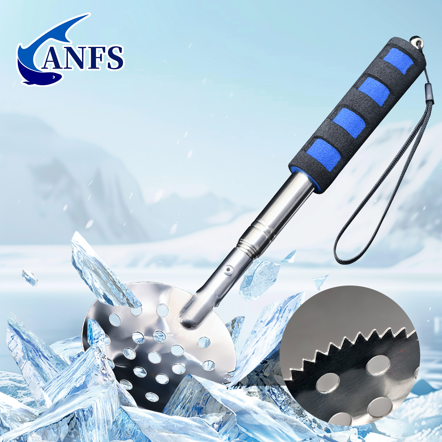 

1pc Anfs Steel Ice , Long Ice Tool, Serrated For Ice Removal