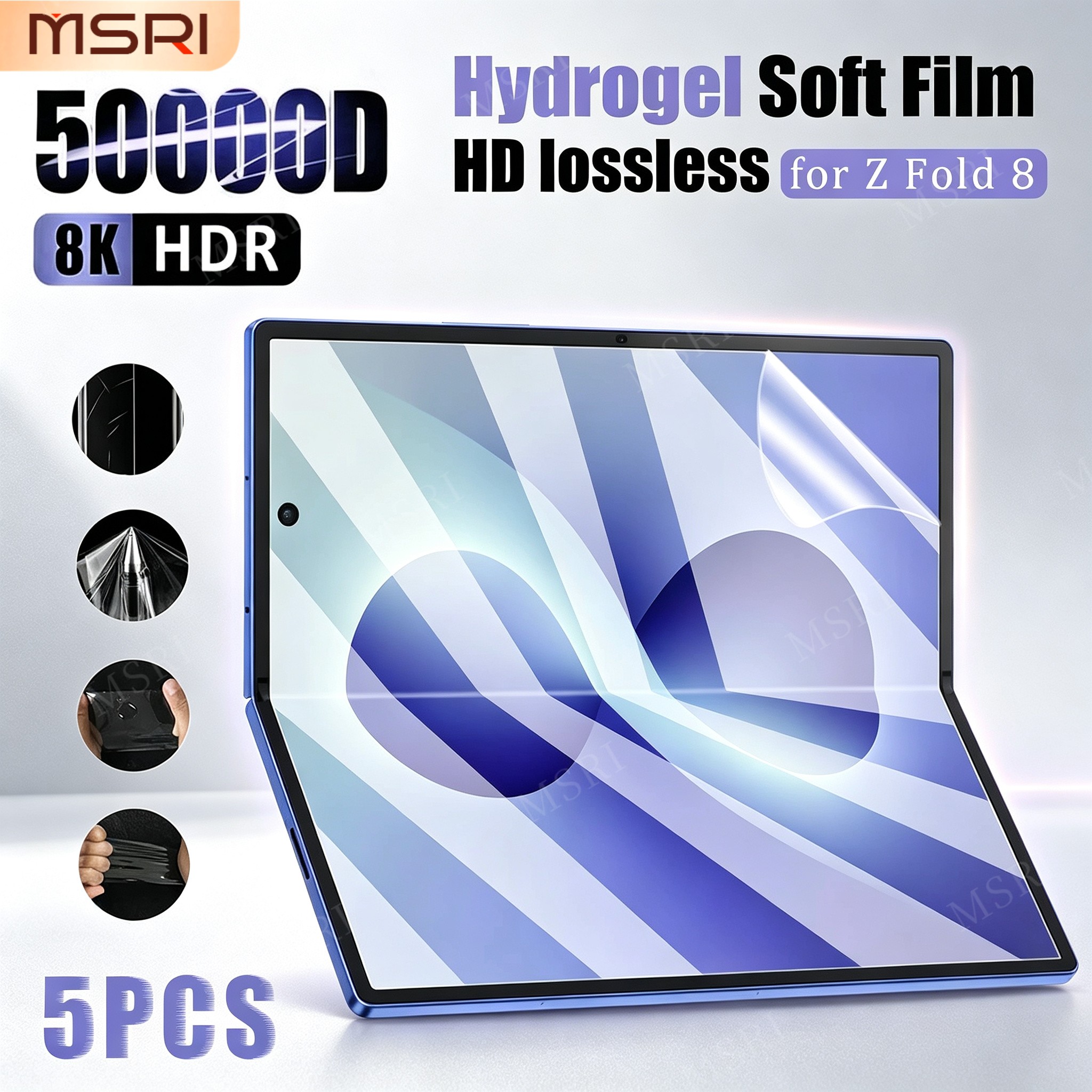 TEMU 5pcs Set ( Hydrogel Hd) Flexible Full Coverage High-purity Hydrogel Film, Suitable For Z Fold 8 Ultra/fold 8/7/6/5/, Supports Micro-scratch