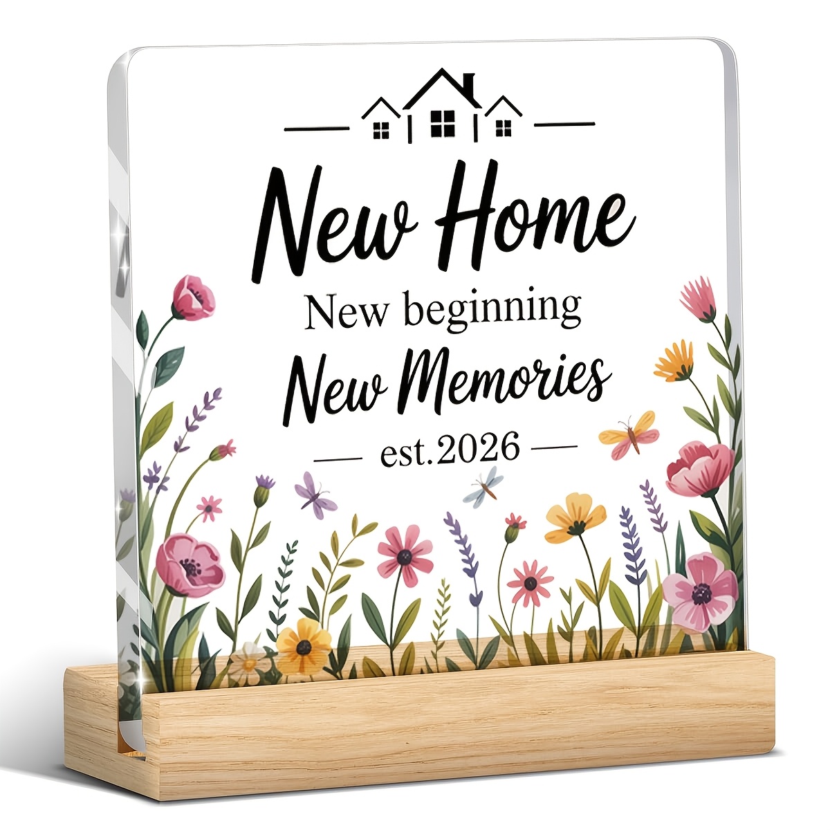 TEMU [2D Plat] [2D Plat] Het huis warm maken, het perfecte bord voor een nieuw huis in 2026, een decoratie voor de woonkamer of bureau om vrolijke